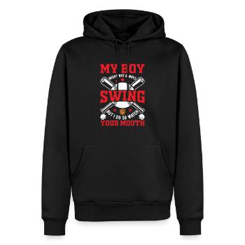 Baseball Mon garçon ne frappe pas toujours, moi - Sweat à capuche Premium bio Homme - noir - Devant - Nico (187cm)