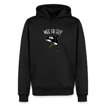 Wee Freely T-Shirt - Funny Killer Whale Orca Pun - Men’s Premium Organic Hoodie - black - Front - Nico (187cm)