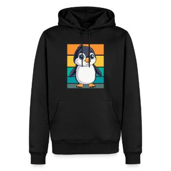 Pingouin rétro - Sweat à capuche Premium bio Homme - noir - Devant - Nico (187cm)