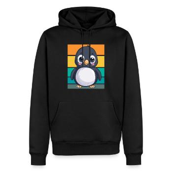 Pingouin rétro - Sweat à capuche Premium bio Homme - noir - Devant - Nico (187cm)