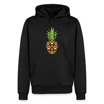 Patte de chien ananas drôle de fruit tropical animal jeu de mots - Sweat à capuche Premium bio Homme - noir - Devant - Nico (187cm)