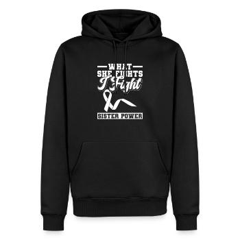 Lung Cancer Awareness Month White Ribbon - Men’s Premium Organic Hoodie - black - Front - Nico (187cm)
