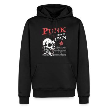 Punk seit 1944, Punks Not Dead, 80 Jahre alt und - Männer Premium Bio Hoodie - Schwarz - Vorne - Nico (187cm)
