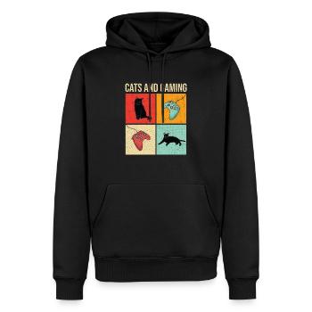 Katzen Und Spielspaß Katzenliebhaber Kätzchenbesitzer - Männer Premium Bio Hoodie - Schwarz - Vorne - Nico (187cm)