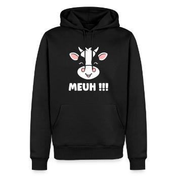 vache - Sweat à capuche Premium bio Homme - noir - Devant - Nico (187cm)