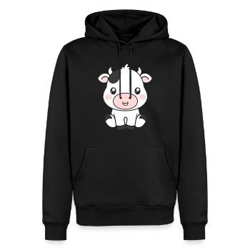 vache - Sweat à capuche Premium bio Homme - noir - Devant - Nico (187cm)