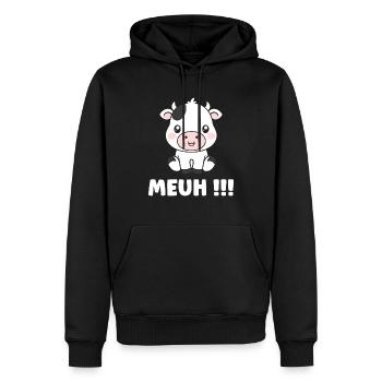 vache - Sweat à capuche Premium bio Homme - noir - Devant - Nico (187cm)