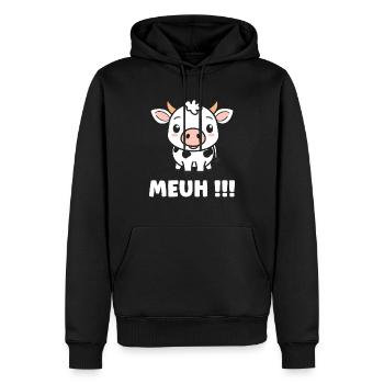 vache - Sweat à capuche Premium bio Homme - noir - Devant - Nico (187cm)