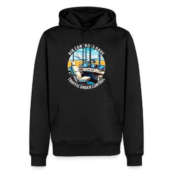 LES CONTRÔLES AÉRIENS CONTRÔLENT LE TRAFIC - Sweat à capuche Premium bio Homme - noir - Devant - Nico (187cm)