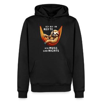 BIN IN RENTE ICH MUSS GAR NICHTS - Männer Premium Bio Hoodie - Schwarz - Vorne - Nico (187cm)