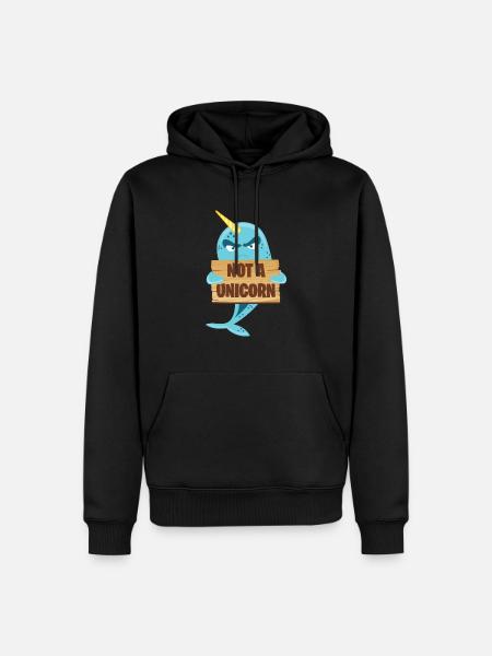 Not A Unicorn T-Shirt - Funny Narwhal Fish Sea Pun - Men’s Premium Organic Hoodie - black