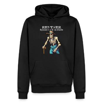 RETRAITÉS : S’amuser avant la fin - Sweat à capuche Premium bio Homme - noir - Devant - Nico (187cm)