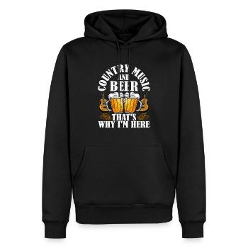 Musique country et bière, c’est pourquoi je suis ici Western - Sweat à capuche Premium bio Homme - noir - Devant - Nico (187cm)