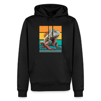Iguana Retro - Men’s Premium Organic Hoodie - black - Front - Nico (187cm)