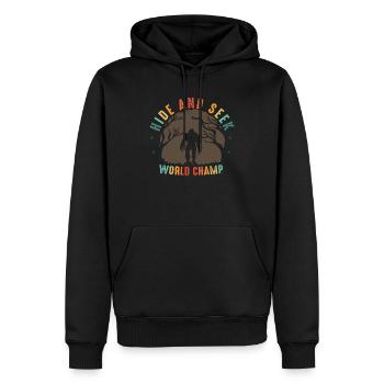 Vintage Bigfoot Hide And Seek Champion - Drôle - Sweat à capuche Premium bio Homme - noir - Devant - Nico (187cm)