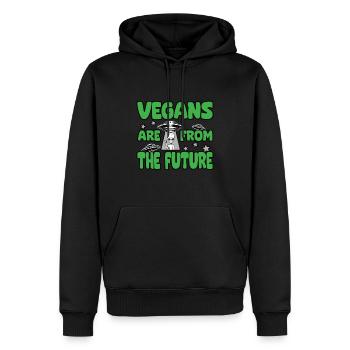 Veganer sind aus der Zukunft Alien UFO - Männer Premium Bio Hoodie - Schwarz - Vorne - Nico (187cm)