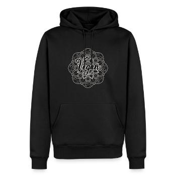 Vegan Mandala Kunstwerk - Männer Premium Bio Hoodie - Schwarz - Vorne - Nico (187cm)