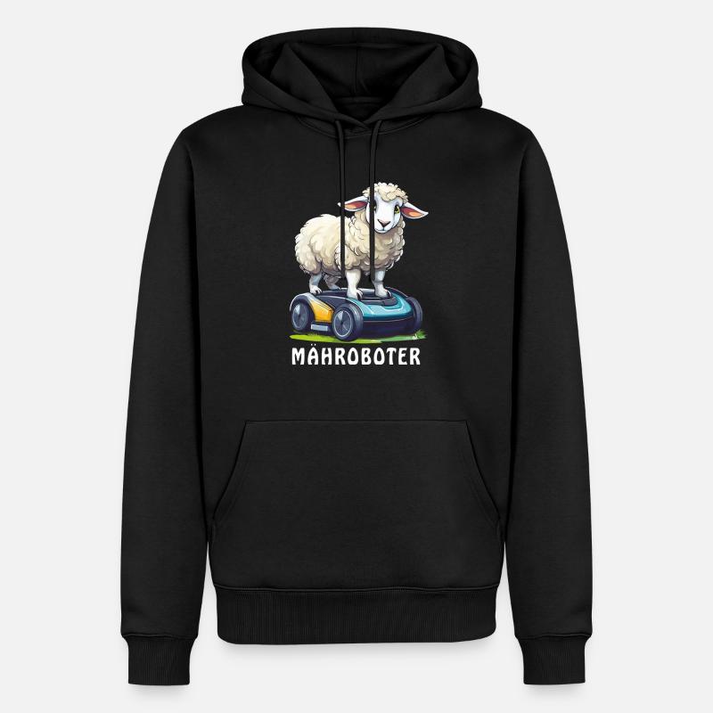 ROBOT TONDEUSE À GAZON MOUTON - Sweat à capuche Premium bio Homme - noir