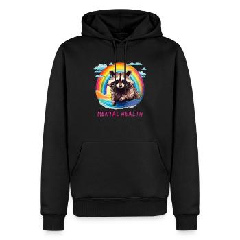 RACCOON Santé mentale - Sweat à capuche Premium bio Homme - noir - Devant - Nico (187cm)