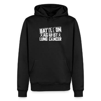 Guerrier du cancer du poumon Sensibilisation au cancer du poumon - Sweat à capuche Premium bio Homme - noir - Devant - Nico (187cm)