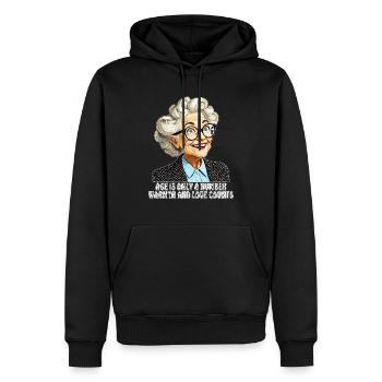 L’ÂGE N’EST QU’UN CHIFFRE, LA CHALEUR ET L’AMOUR COMPTENT - Sweat à capuche Premium bio Homme - noir - Devant - Nico (187cm)