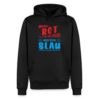 MAG ROT UND KEIN BLAU - Männer Premium Bio Hoodie - Schwarz - Vorne - Nico (187cm)