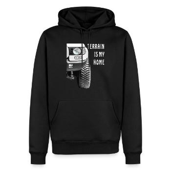 AUTO TERRAIN IS MY HOME - Männer Premium Bio Hoodie - Schwarz - Vorne - Nico (187cm)