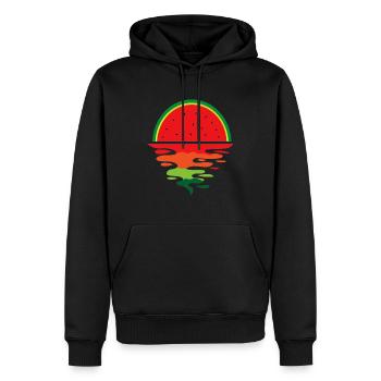 Pastèque Coucher de soleil - Sweat à capuche Premium bio Homme - noir - Devant - Nico (187cm)