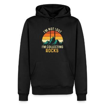 Je ne suis pas perdu, je ramasse des roches - Geode Hunter - Sweat à capuche Premium bio Homme - noir - Devant - Nico (187cm)