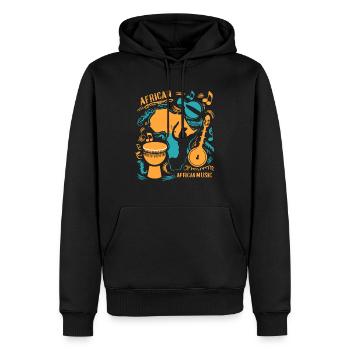 Musique Africaine - Sweat à capuche Premium bio Homme - noir - Devant - Nico (187cm)