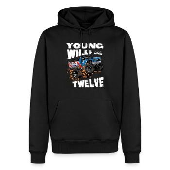 m Monster Truck 12th Birthday Boy Party - Jeune, - Sweat à capuche Premium bio Homme - noir - Devant - Nico (187cm)