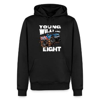 Junger, wilder und 8. Geburtstag Junge Monster Truck - Männer Premium Bio Hoodie - Schwarz - Vorne - Nico (187cm)