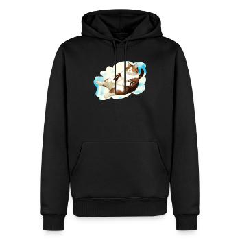 KATZE FETT LIEGT WOLKE - Männer Premium Bio Hoodie - Schwarz - Vorne - Nico (187cm)