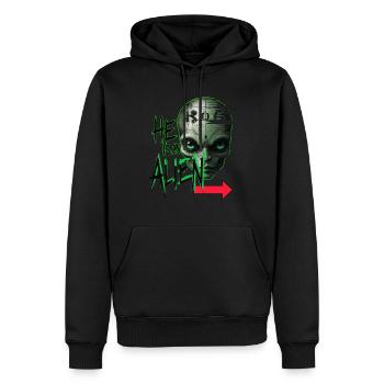 er ist ein Alien - Männer Premium Bio Hoodie - Schwarz - Vorne - Nico (187cm)