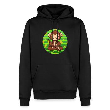 Yoga Monkey Zoo Om Méditer - Sweat à capuche Premium bio Homme - noir - Devant - Nico (187cm)