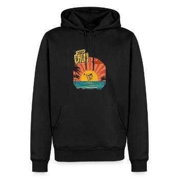 Sunset Keep Calm & Enjoy Life - Men’s Premium Organic Hoodie - black - Front - Nico (187cm)