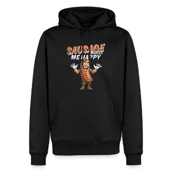 SAUSAGE MAKES ME HAPPY - Men’s Premium Organic Hoodie - black - Front - Nico (187cm)