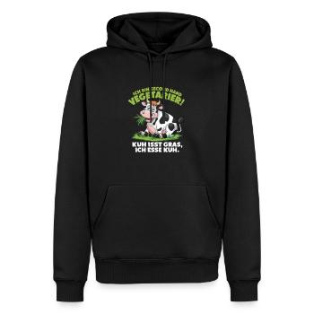 I'm Second Hand Vegetarian Cow Eats Grass I - Men’s Premium Organic Hoodie - black - Front - Nico (187cm)