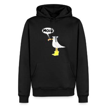 Moin Moin Seagull Bottes en caoutchouc - Sweat à capuche Premium bio Homme - noir - Devant - Nico (187cm)