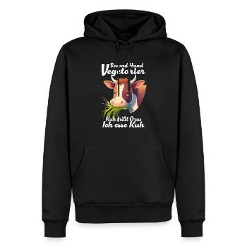 VEGETARIER KUH FRIßT GRAS - Männer Premium Bio Hoodie - Schwarz - Vorne - Nico (187cm)