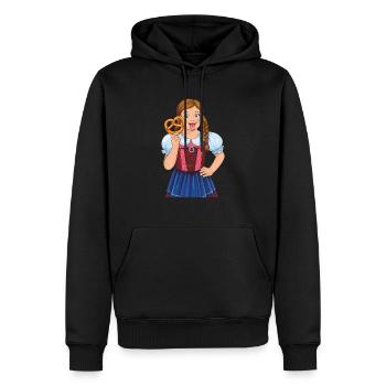 MÄDCHEN DIRNDL BREZEL - Männer Premium Bio Hoodie - Schwarz - Vorne - Nico (187cm)