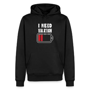 Ich brauche Urlaub Batterielow - Männer Premium Bio Hoodie - Schwarz - Vorne - Nico (187cm)