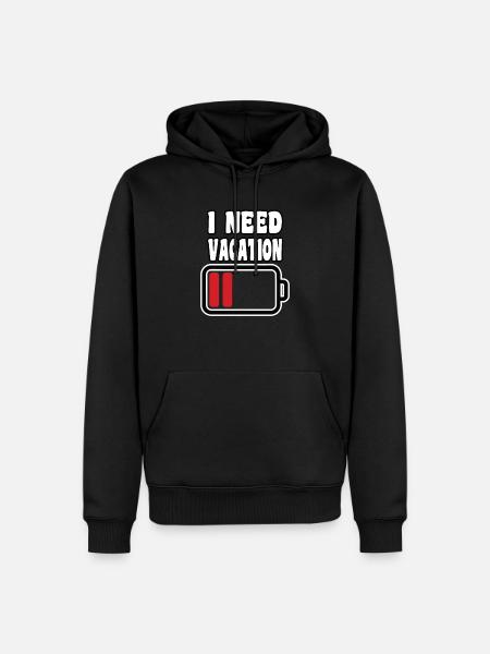 Ich brauche Urlaub Batterielow - Männer Premium Bio Hoodie - Schwarz