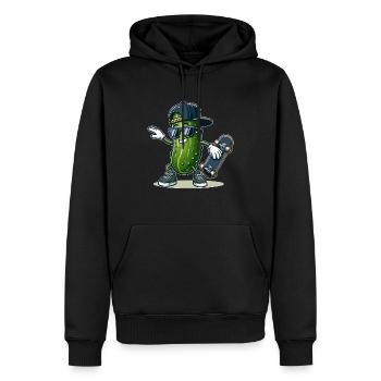 Dabbing Pickle skater Cucumber skateboard funny - Männer Premium Bio Hoodie - Schwarz - Vorne - Nico (187cm)
