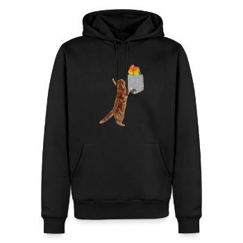 Chat Atteignant Les Tourtereaux Dans Une Fausse Poche Imprimée - Sweat à capuche Premium bio Homme - noir - Devant - Nico (187cm)