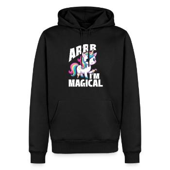 Arrr I'm Magical - Unicorn Lover Buccaneer - Men’s Premium Organic Hoodie - black - Front - Nico (187cm)