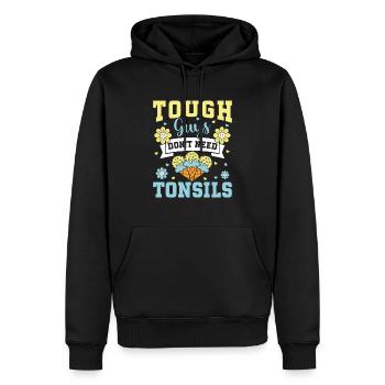 Kerle brauchen keine Mandeln! Mandel- Operation - Männer Premium Bio Hoodie - Schwarz - Vorne - Nico (187cm)