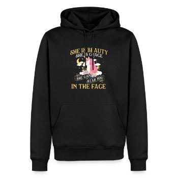She Is Beauty - Licorne arc-en-ciel Animal mythique - Sweat à capuche Premium bio Homme - noir - Devant - Nico (187cm)