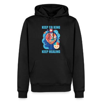 Depression Hilfe - Mental Breakdown - Männer Premium Bio Hoodie - Schwarz - Vorne - Nico (187cm)