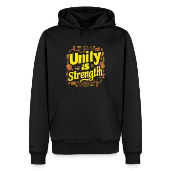L'unity African - Sweat à capuche Premium bio Homme - noir - Devant - Nico (187cm)
